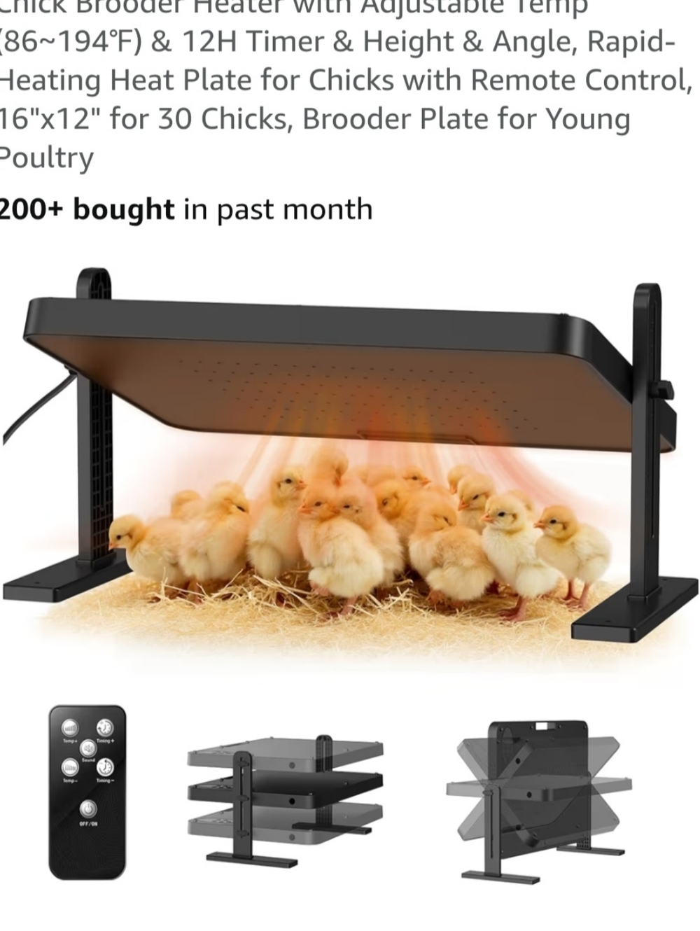 Adjustable Black Chick Brooder Heat Plate with Remote
